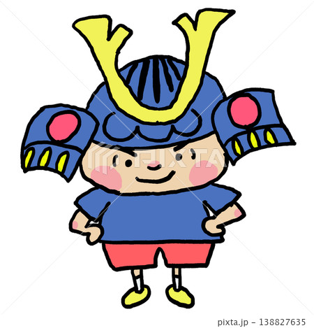 カブトを被ったにこやかな男の子 カブトを被ったにこやかな男の子 138827635