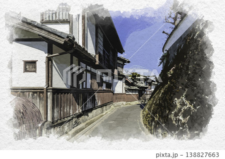 水彩画風 臼杵 二王座歴史の道 大分県臼杵市 水彩画風 臼杵 二王座歴史の道 大分県臼杵市 138827663