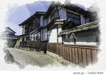 水彩画風 臼杵 二王座歴史の道 大分県臼杵市 水彩画風 臼杵 二王座歴史の道 大分県臼杵市 138827664