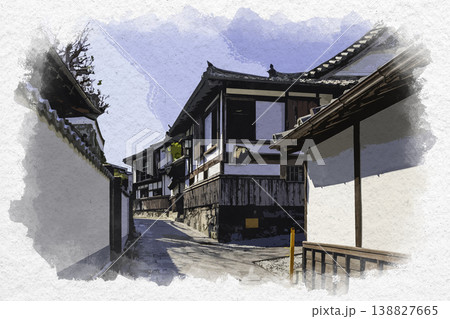 水彩画風 臼杵 二王座歴史の道 大分県臼杵市 水彩画風 臼杵 二王座歴史の道 大分県臼杵市 138827665