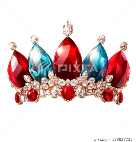Elegant crown adorned with precious gemstones and shining crystals 138827725