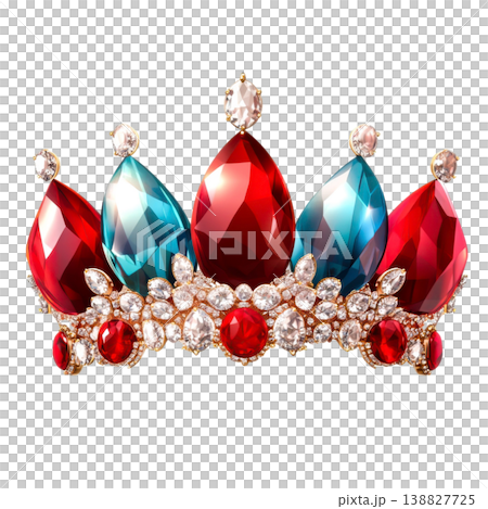Elegant crown adorned with precious gemstones and shining crystals 138827725