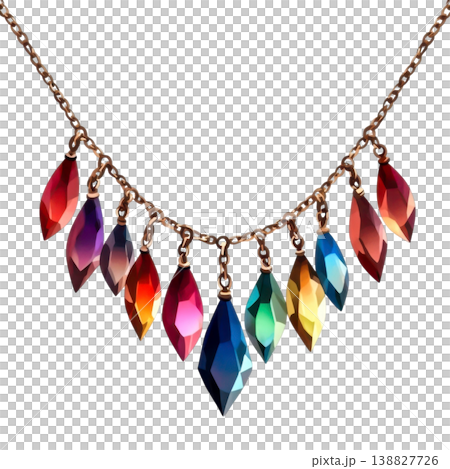 Colorful Crystal Necklace with Gemstone Pendants for Fashion Enthusiasts 138827726