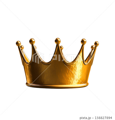 Shiny Golden Crown with Smooth Surface and Elegant Design 138827894