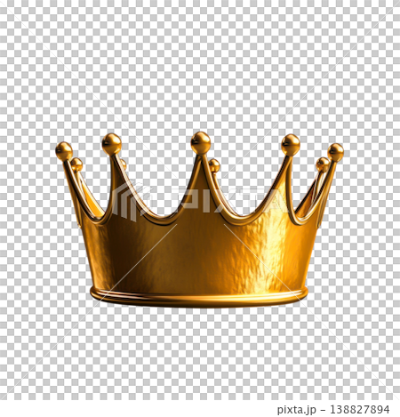 Shiny Golden Crown with Smooth Surface and Elegant Design 138827894