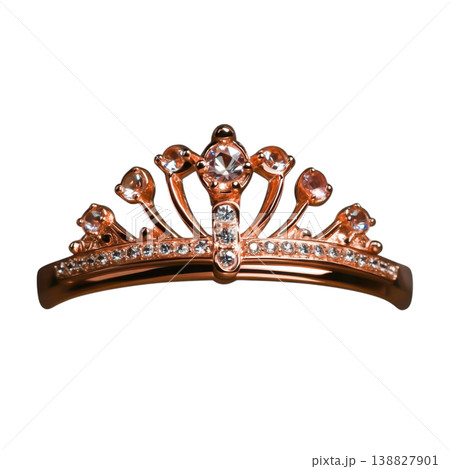 Elegant Rose Gold Crown with Sparkling Gemstones for Fashion and Jewelry 138827901