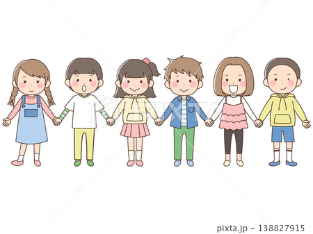 手を繋いでいる子どもたちの素材 138827915