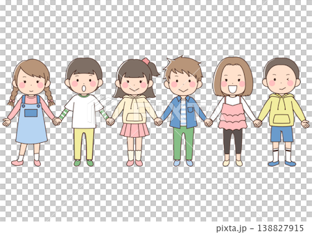 手を繋いでいる子どもたちの素材 138827915