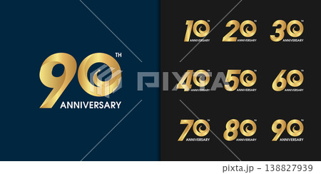 Set of premium anniversary logotype. Golden anniversary celebration emblem design . 138827939