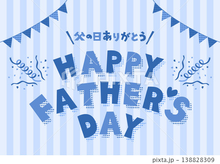 三角旗飾りとストライプ背景の父の日イラスト 138828309