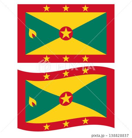 National Flag of Grenada. Grenada flag. Waving flag of Grenada. flat style. National Flag of Grenada. Grenada flag. Waving flag of Grenada. flat style. 138828837