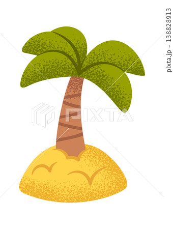 Palm Tree On Tropical Island Cartoon 138828913