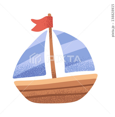 Sailboat With Flag Nautical Cartoon Style Sailboat With Flag Nautical Cartoon Style 138828915