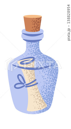 Message Bottle With Scroll Cartoon Style 138828954