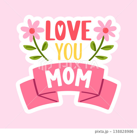 Mother Appreciation Badge With Ribbon Cartoon 138828986