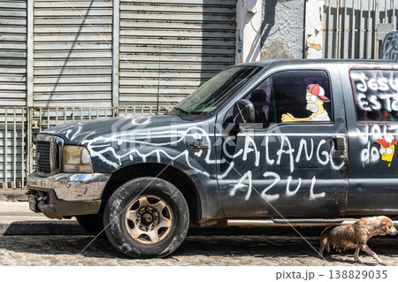 Sao Luis, Brazil - Jan 11, 2026: Painted car on Rua do Sol street in Sao Luis, Brazil 138829035