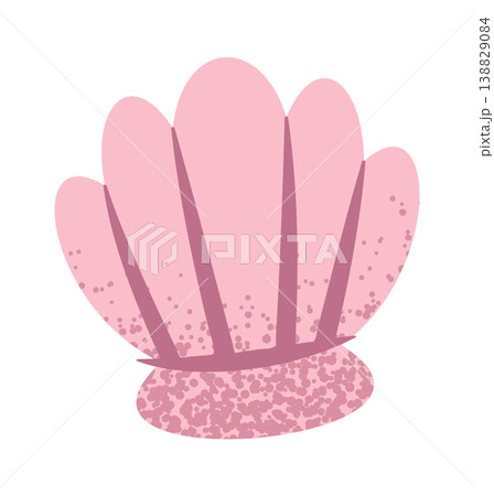Seashell Standing On Sand Cartoon Style Seashell Standing On Sand Cartoon Style 138829084