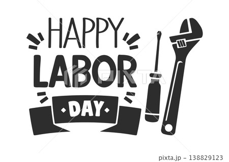 Labor Day Greeting With Tools Badge Labor Day Greeting With Tools Badge 138829123