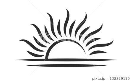 Sun Sunrise Over Horizon Line Art Sun Sunrise Over Horizon Line Art 138829159