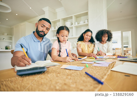Writing, learning and family with children for home education and support in kitchen with parents or mother and father. Biracial kids, mom and dad for teaching, helping and drawing and school books Writing, learning and family with children for home education and support in kitchen with parents or mother and father. Biracial kids, mom and dad for teaching, helping and drawing and school books 138829160