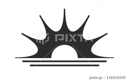 Sunrise Rays Over Horizon Silhouette Logo Sunrise Rays Over Horizon Silhouette Logo 138829295