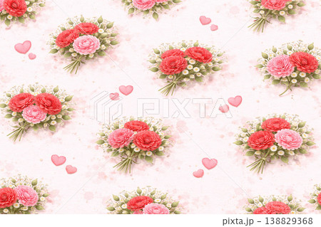 母の日シリーズ：花とハートのパターン 138829368