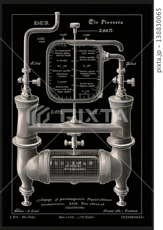 Beer brewery chalk sketch drawing. Techical drawing, blueprint. Wall art, print, tshirt design. Ai Generative 138830065