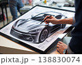 Car designer designing luxury sports car. Generative Ai 138830074
