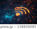 Wireless network and connection abstract data background with wifi symbol. Ai generative 138830085