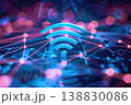 Wireless network and connection abstract data background with wifi symbol. Ai generative 138830086