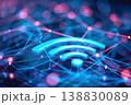 Wireless network and connection abstract data background with wifi symbol. Ai generative 138830089