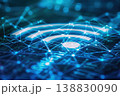 Wireless network and connection abstract data background with wifi symbol. Ai generative 138830090