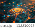 Wireless network and connection abstract data background with wifi symbol. Ai generative 138830092