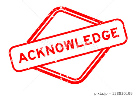 Grunge red acknowledge word rubber seal stamp on white background 138830199
