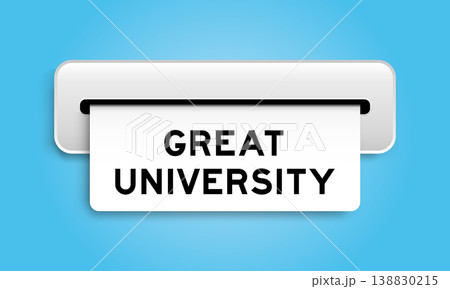 White coupon banner with word great university from machine on blue color background White coupon banner with word great university from machine on blue color background 138830215