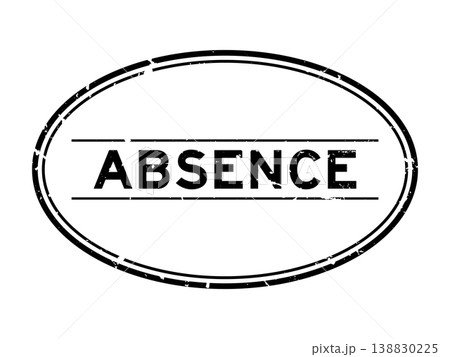Grunge black absence word oval rubber seal stamp on white background 138830225