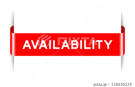Red color inserted label banner with word availability on white background Red color inserted label banner with word availability on white background 138830229