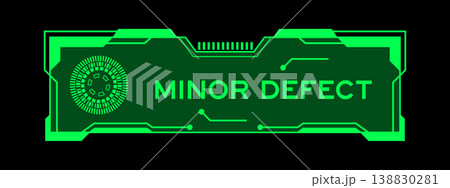 Green color of futuristic hud banner that have word minor defect on user interface screen on black background Green color of futuristic hud banner that have word minor defect on user interface screen on black background 138830281
