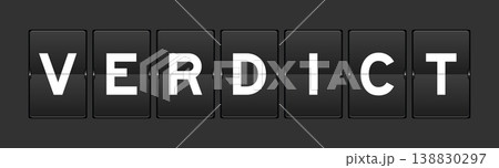 Black color analog flip board with word verdict on gray background Black color analog flip board with word verdict on gray background 138830297