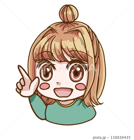 右上を指差すイエベ春の女の子のカラーイラスト 右上を指差すイエベ春の女の子のカラーイラスト 138830435
