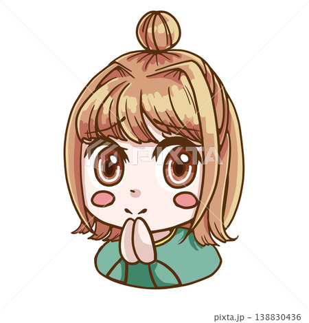 お願いするイエベ春の女の子のカラーイラスト お願いするイエベ春の女の子のカラーイラスト 138830436