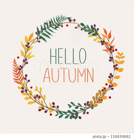Happy Autumn floral harvest. Floral elements. Hand drawn design elements. Happy Autumn floral harvest. Floral elements. Hand drawn design elements. 138830682