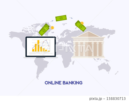 Online banking  concept. Internet banking, online purchasing and transaction, electronic funds transfers. 138830713