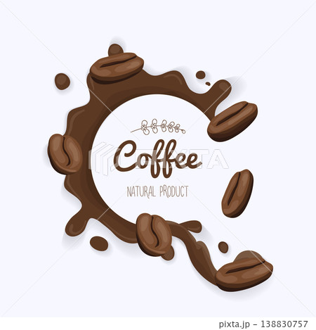 Set of coffee bins in coffee splash. Template, design element for packaging, advertising. Set of coffee bins in coffee splash. Template, design element for packaging, advertising. 138830757