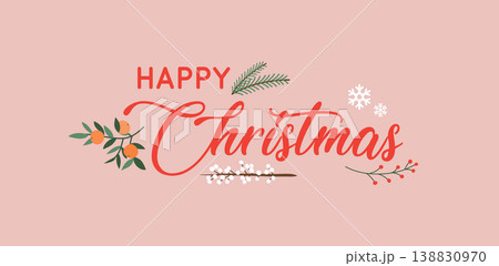 Hand drawn Happy Christmas typography poster. 138830970