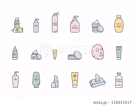 Make-up and cosmetic line icon set. Vector illustration. Make-up and cosmetic line icon set. Vector illustration. 138831017
