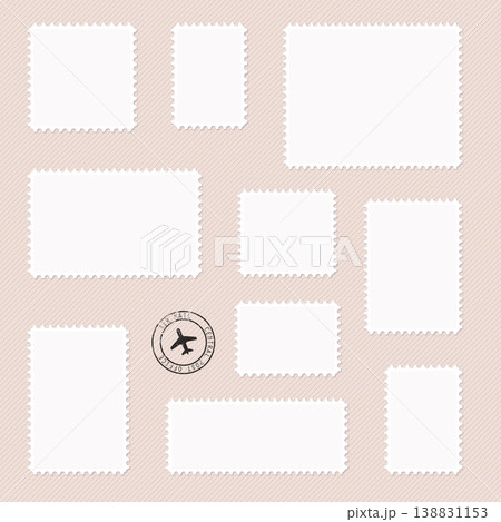 Set of post marks different size in white color. Vector illustration. Set of post marks different size in white color. Vector illustration. 138831153