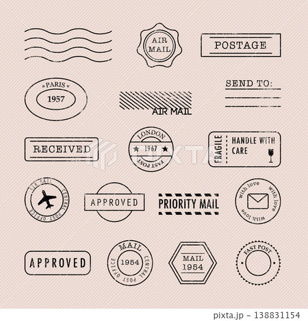 Set of postage stamps collection. Vector illustration. 138831154
