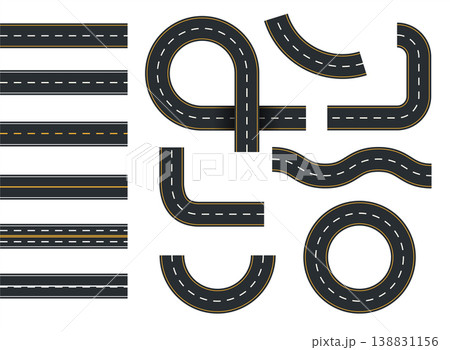 Street and road with footpaths and crossroads. Way design template. Street and road with footpaths and crossroads. Way design template. 138831156