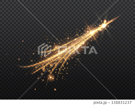 Transparent Golden Glow light effect. Copper lights effects. Sparkle and glitter. Vector illustration. Transparent Golden Glow light effect. Copper lights effects. Sparkle and glitter. Vector illustration. 138831237